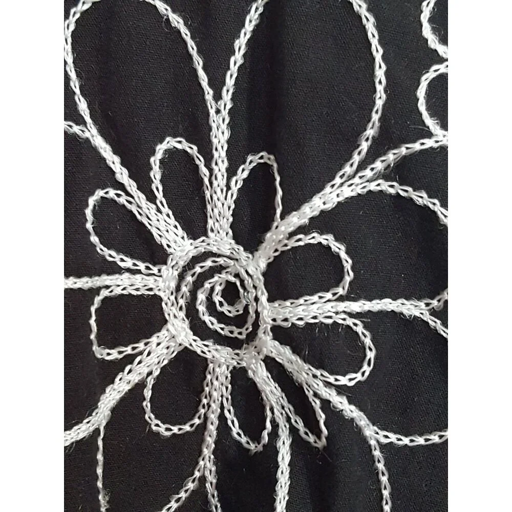 Girls Size 6 Dress Sleeveless Black Embroidered Floral Pink Bow Tulle‎ Trim